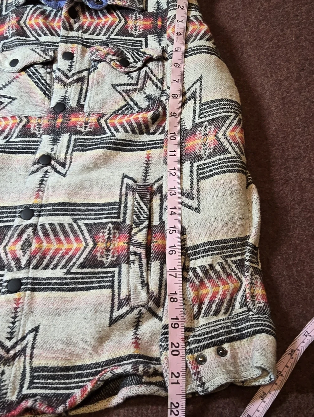 Rock & Roll Denim Men's Aztec Shirt Jacket Size Small Button Up
